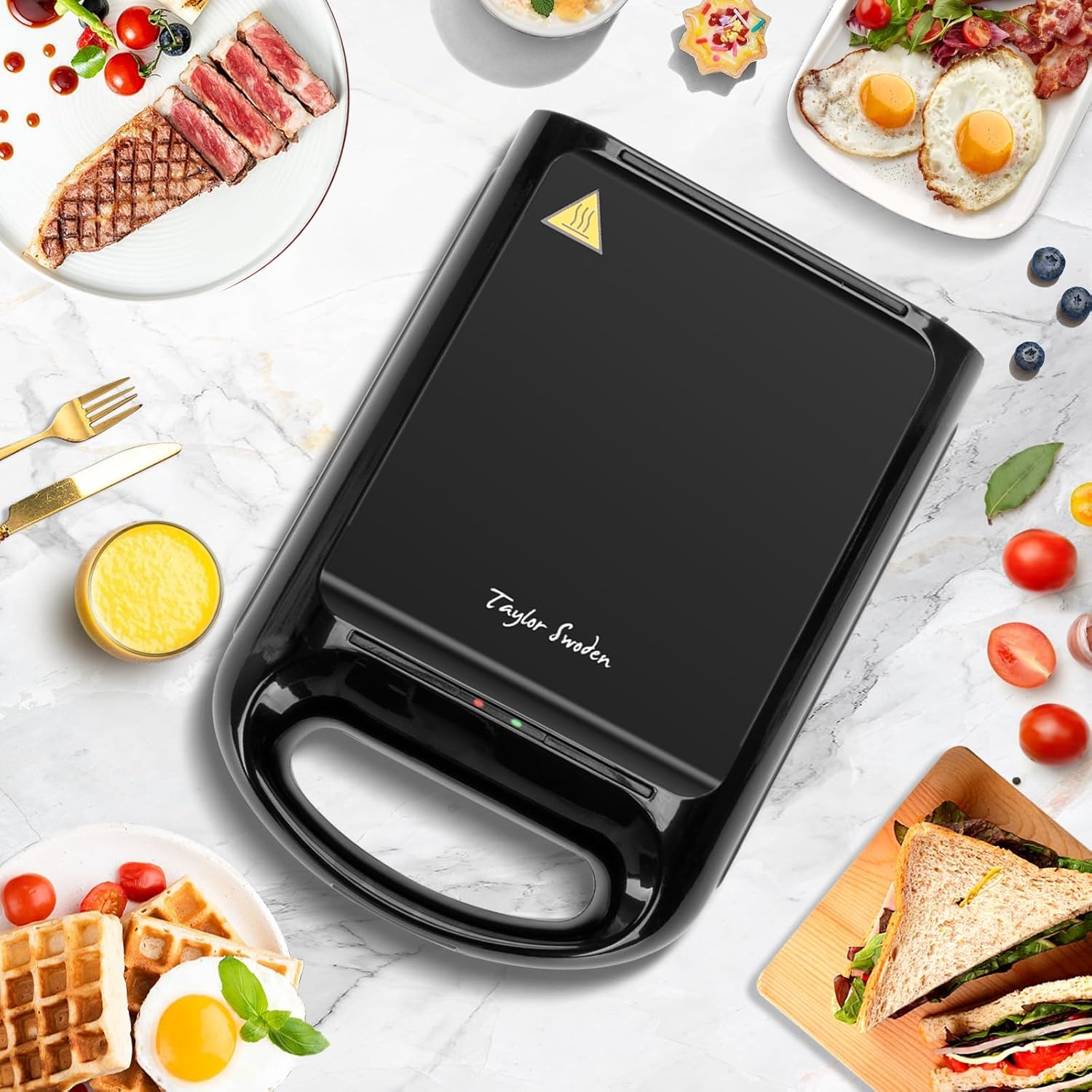 Taylor Swoden - Bruno 3 en 1 - 1200W - 4 sandwichs, plaques antiadhésives, rotation 180°, sans BPA