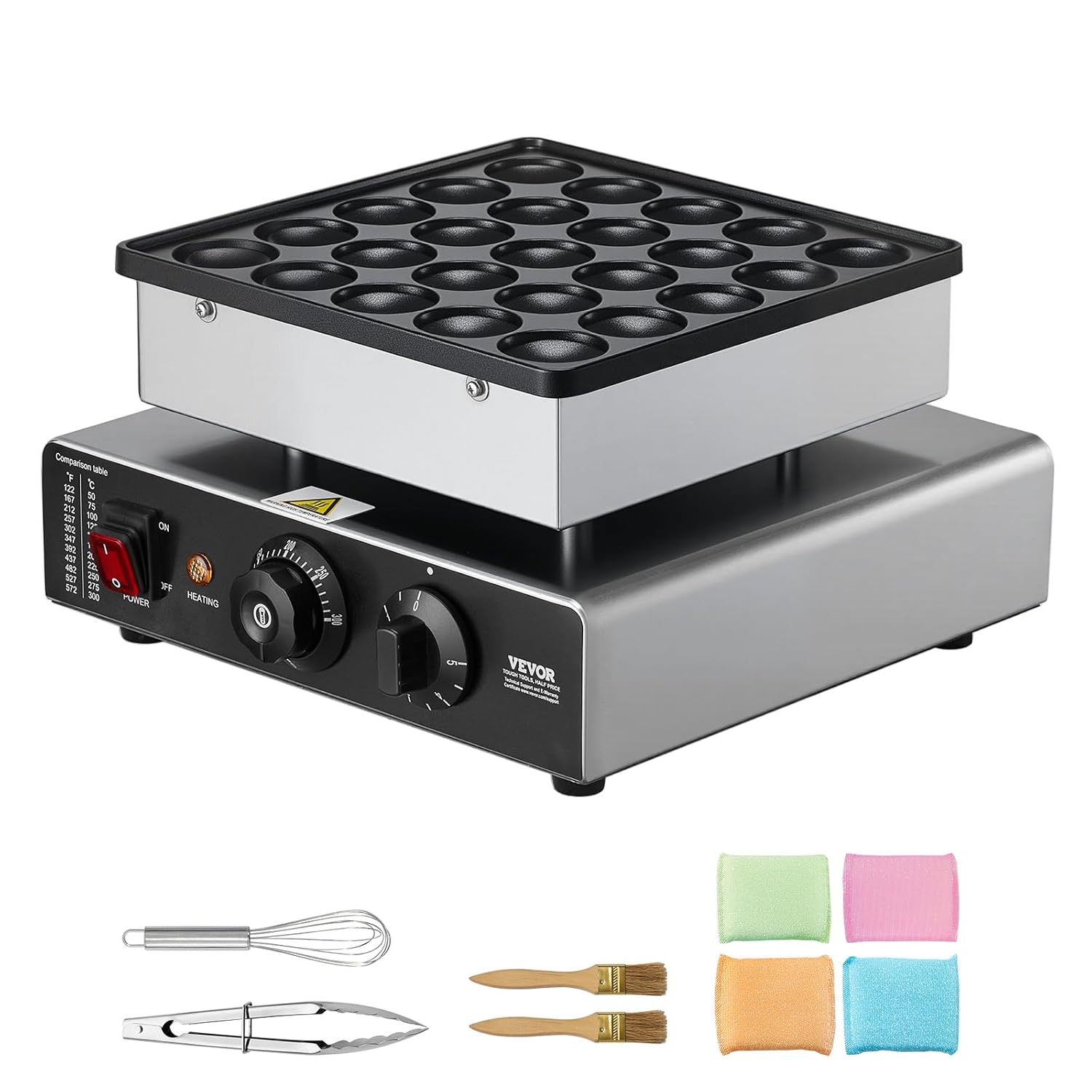 VEVOR - Mini crêpière 25pcs 43mm - inox, contrôle température