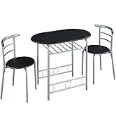 Yaheetech Ensemble Table à Manger Ronde avec 2 Chaises en Bois MDF et en Métal Ensemble de Meuble...