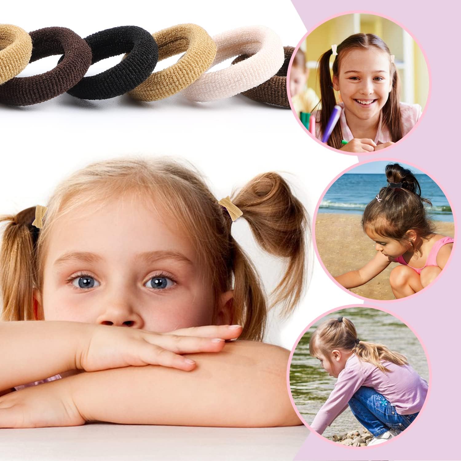 Elastiques cheveux - lot de 200 pcs - mini chouchous colorés enfants