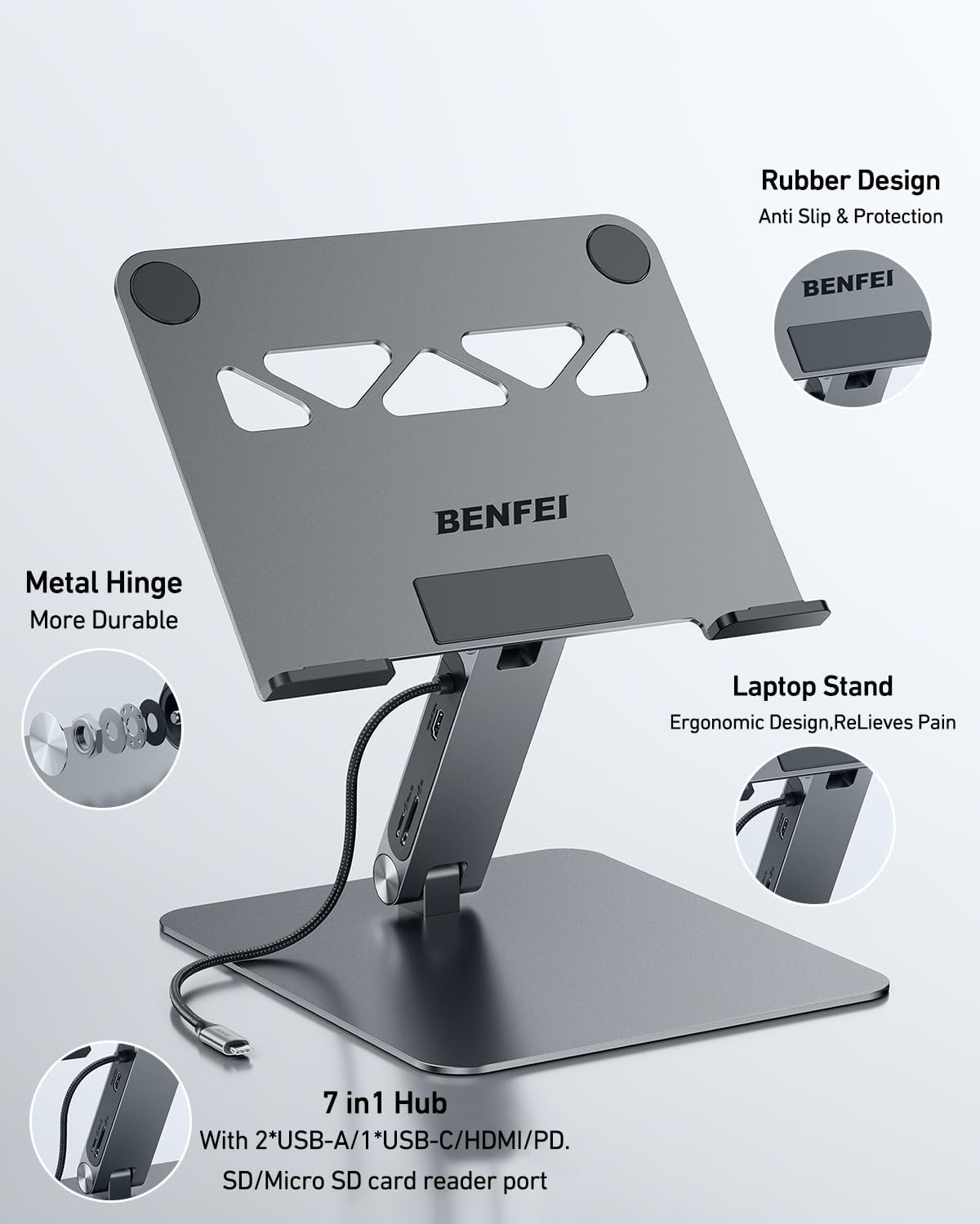 BENFEI - Station d'accueil USB C 7en1 - 100W PD - HDMI 4K60Hz - XPS, Thinkpad