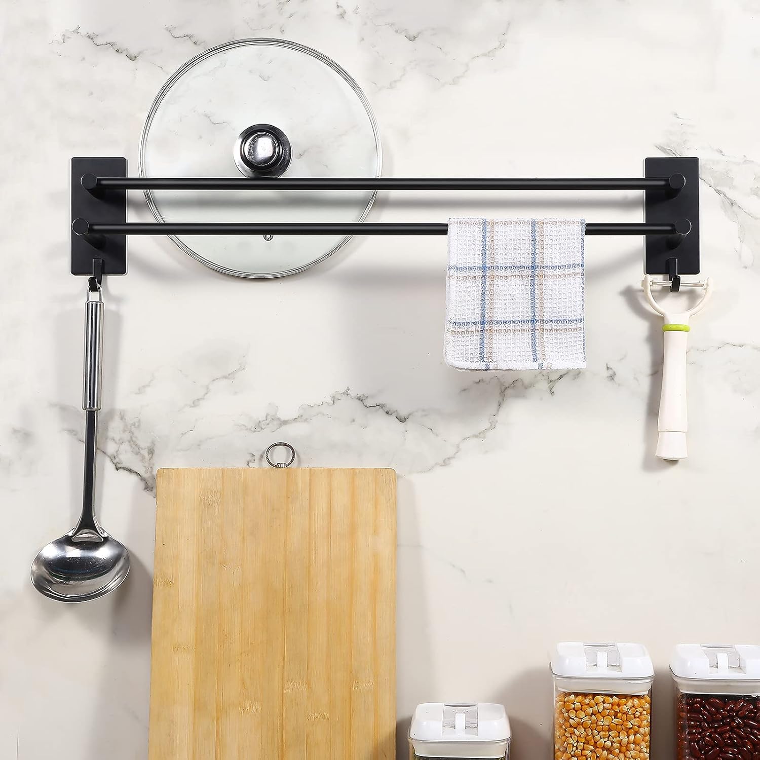 Porte-serviettes - double autocollant - inox - 60 cm - 2 crochets
