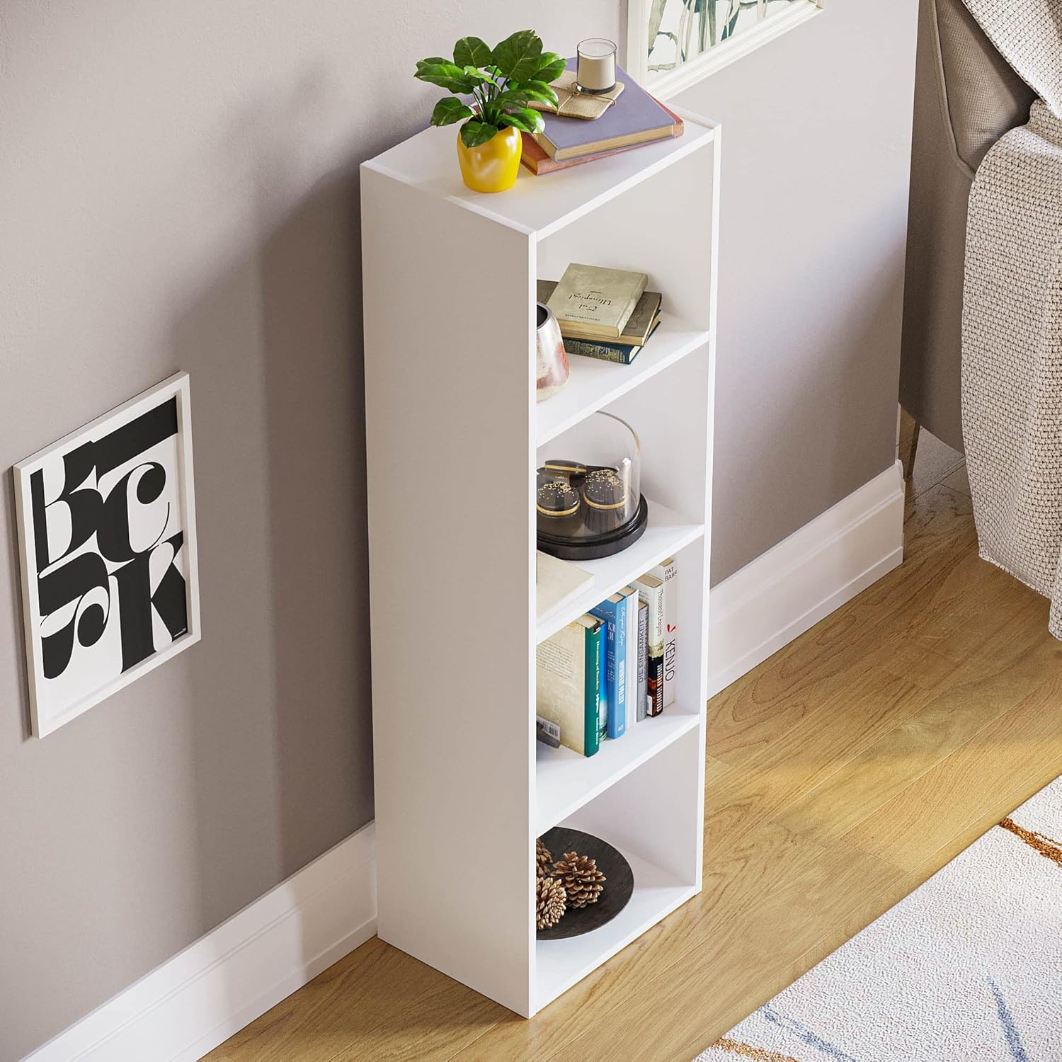 Vida Designs - Oxford bibliothèque 4 étages bois blanc - rangement compact