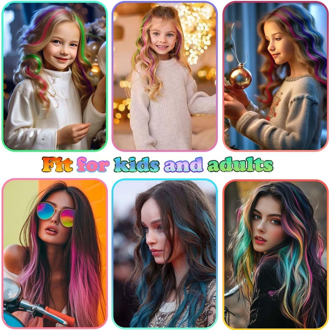 Extensions de cheveux - Colorées à clipser, 12 pièces, vert, 30cm