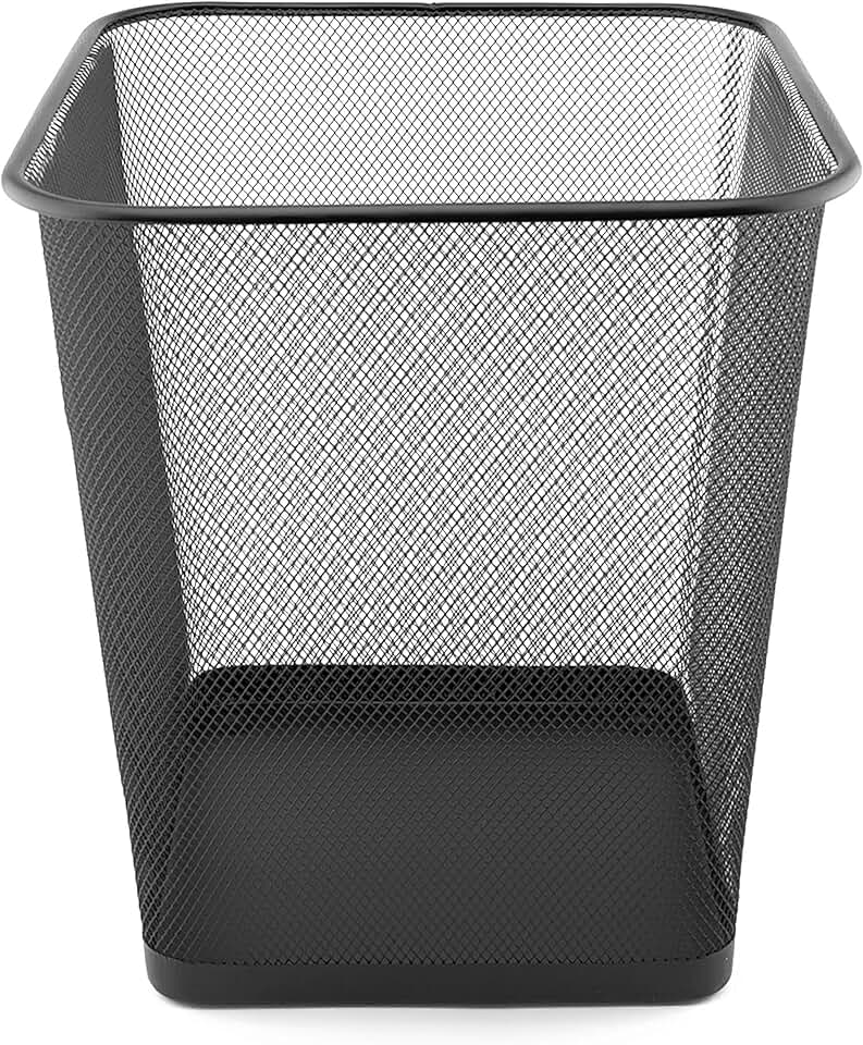 D.RECT - Poubelle bureau treillis métal 18L - noire, résistante