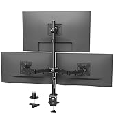 Système de montage professionnel à deux écrans offrant de multiples options de configuration avec bras réglables et base de fixation pour bureau.