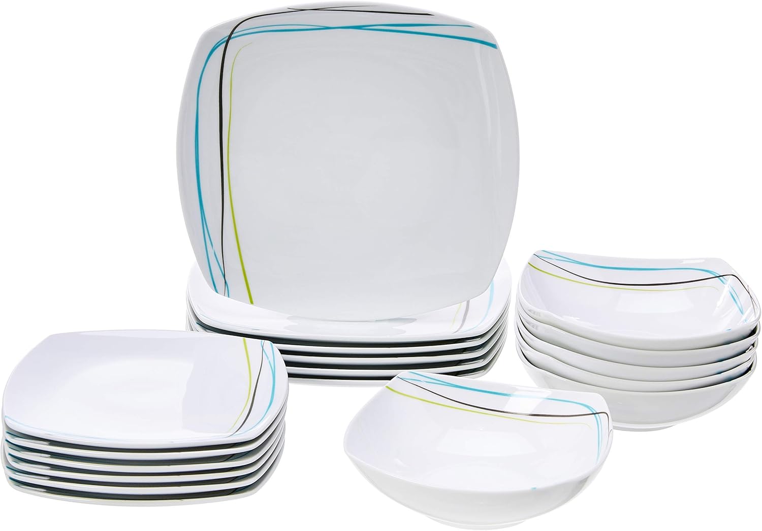 melyano Basics - Lignes Douces - 18 pièces - service pour 6 - blanc