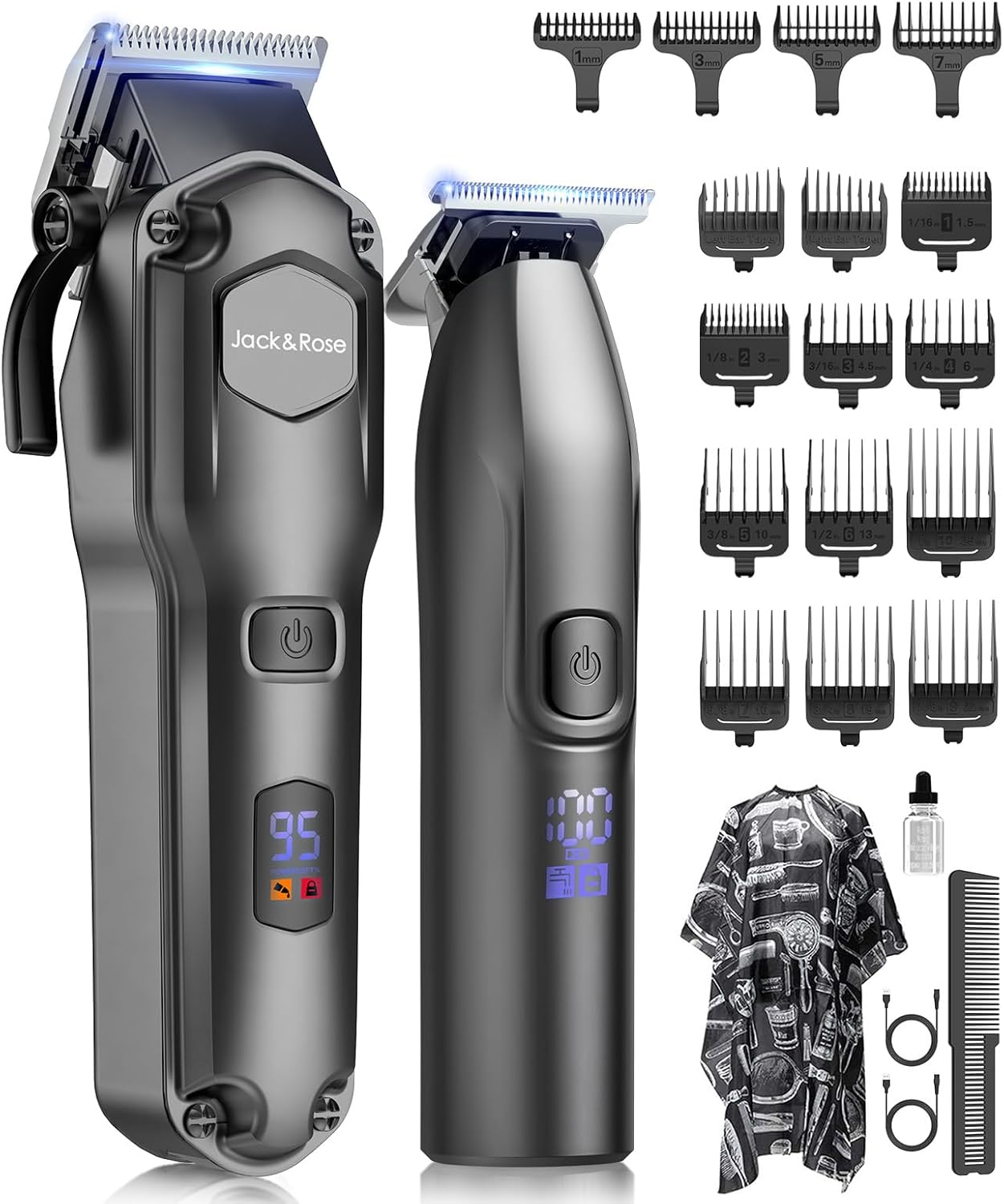 Tondeuse à cheveux - set professionnel IPX7, waterproof, barbe, cheveux, noir