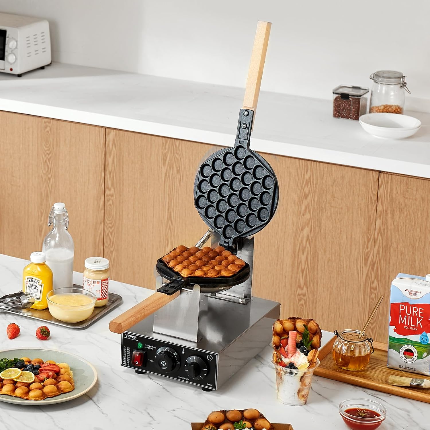 VEVOR - Gaufrier commercial 1400 W - inox rotatif 180° contrôles