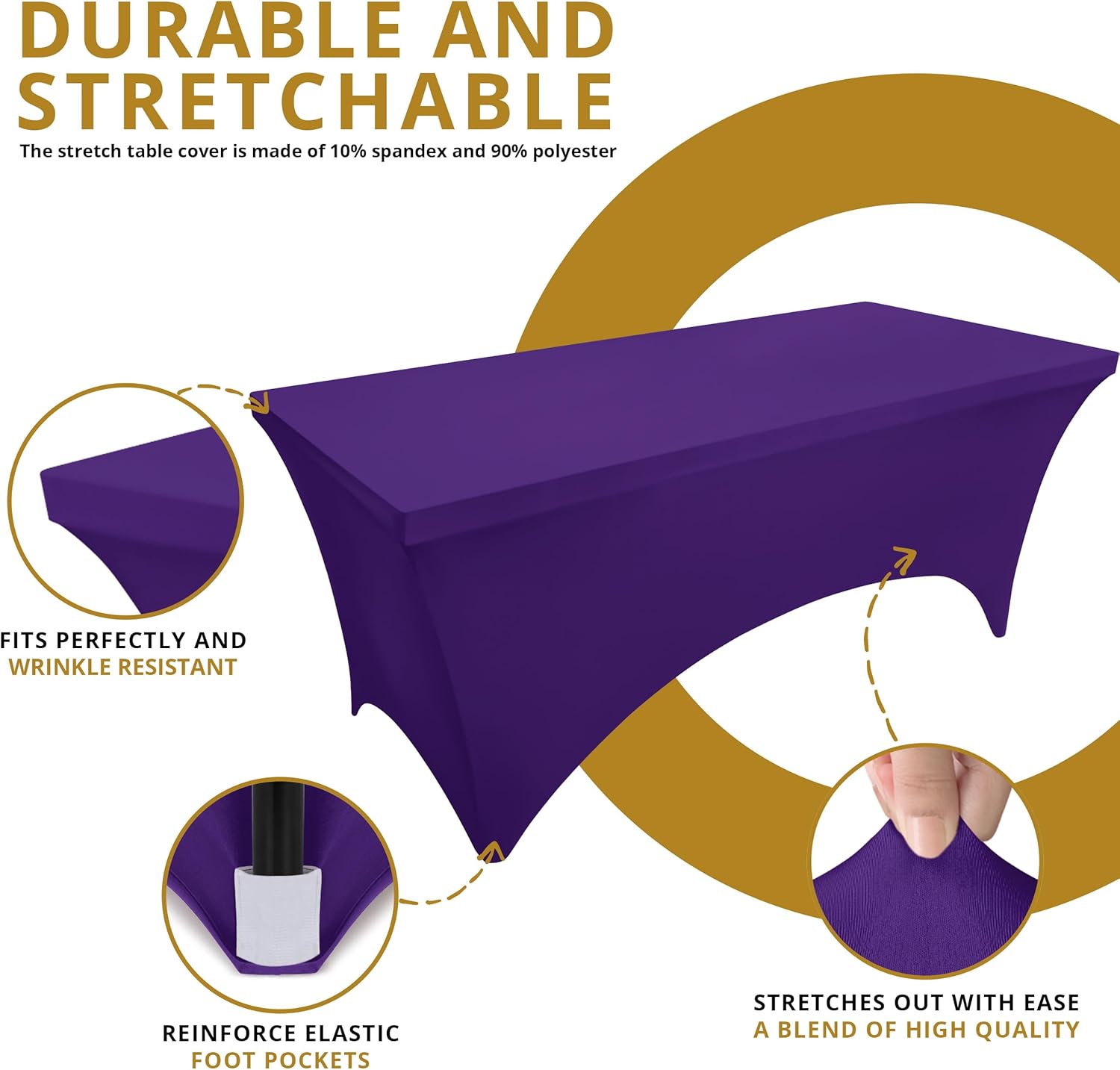 Utopia Kitchen - nappe extensible - 244 cm - polyester, spandex, lavable, infroissable, lot de 2