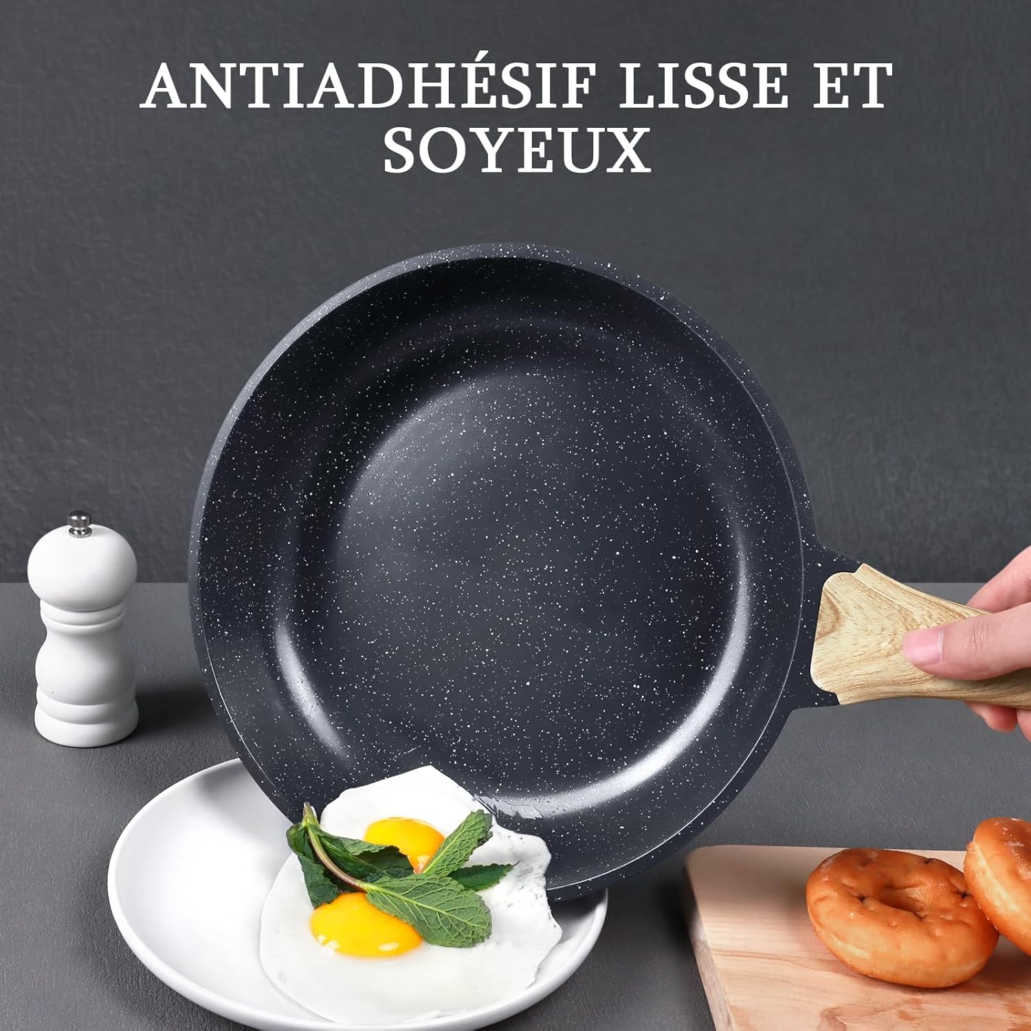 GiPP - Poêle à frire granit 30cm, induction, antiadhésive, PFAS/PFOA