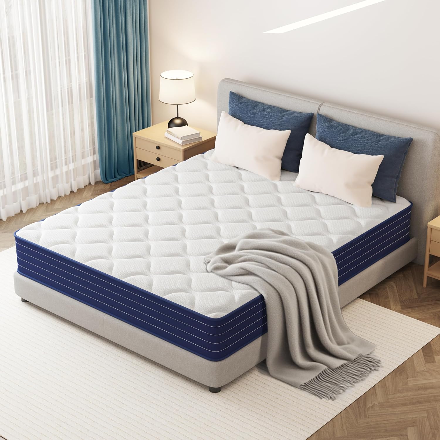 PurrJoys - Matelas orthopédique hybride 90x190 cm, mousse mémoire, fermeté moyenne