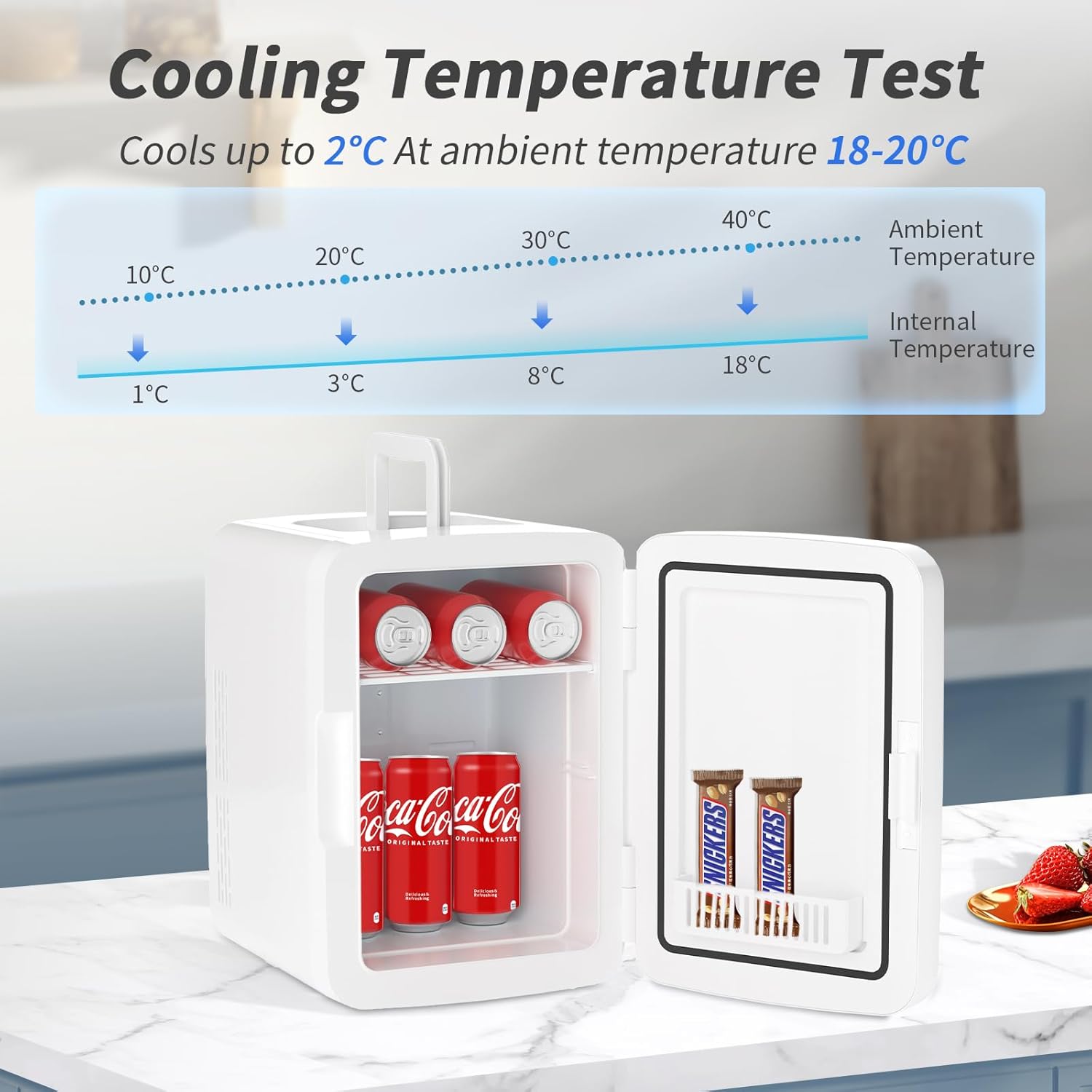 YASHE - Mini Frigo 10L - 6 canettes, thermoélectrique, bureau/voiture