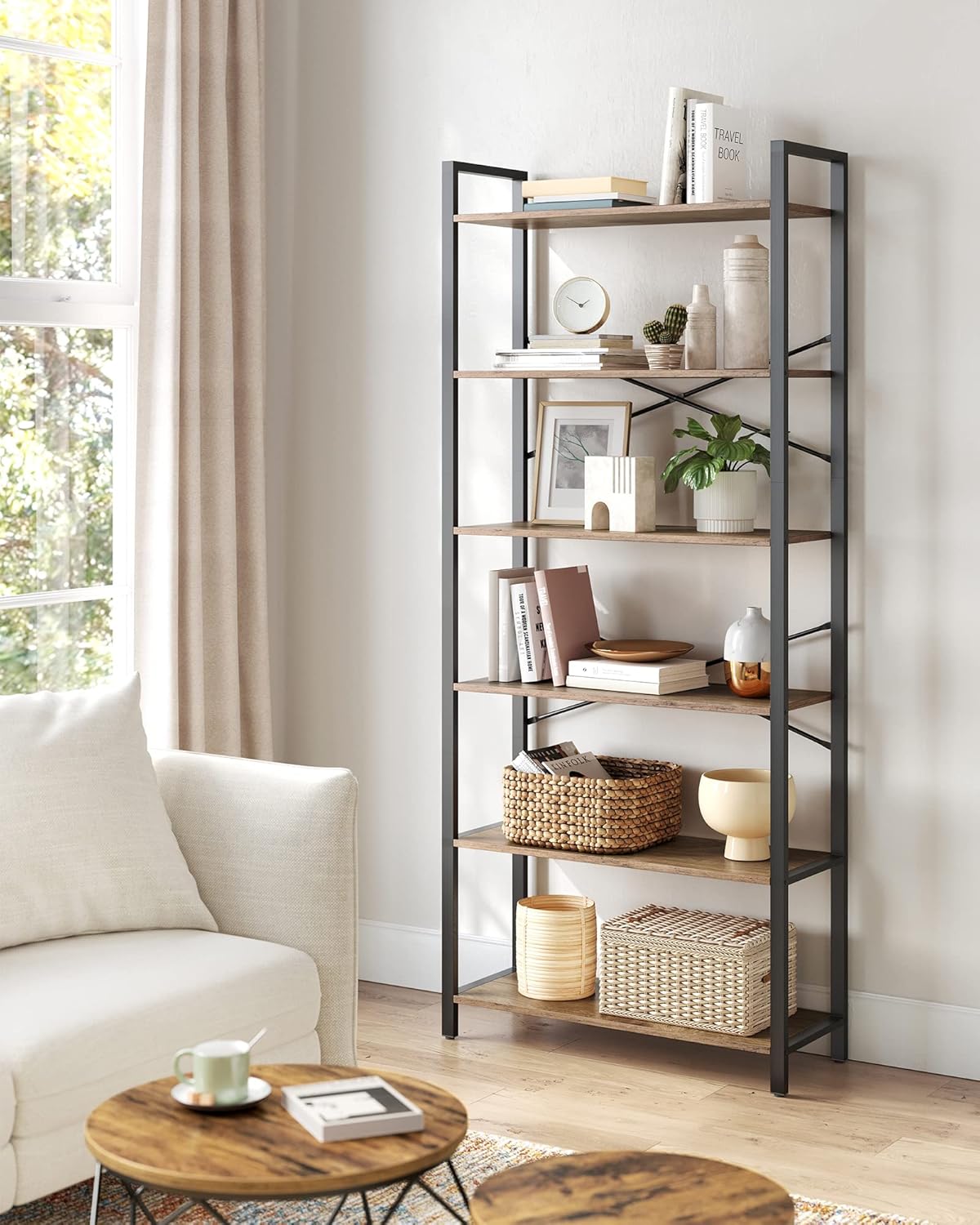 VASAGLE - étagère industrielle 6 niveaux - 30x80x186 cm - rangement robuste LLS082B48