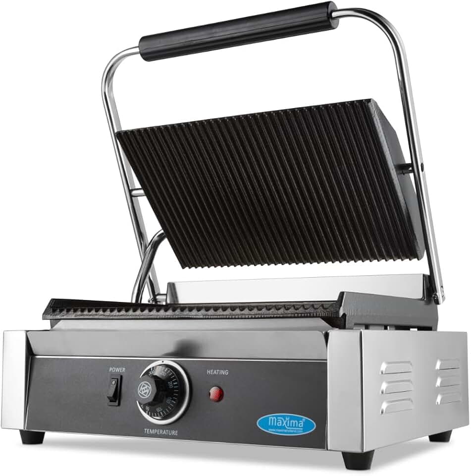 Maxima - Gril de contact rainuré simple - 33,5 cm - plaque de cuisson pro