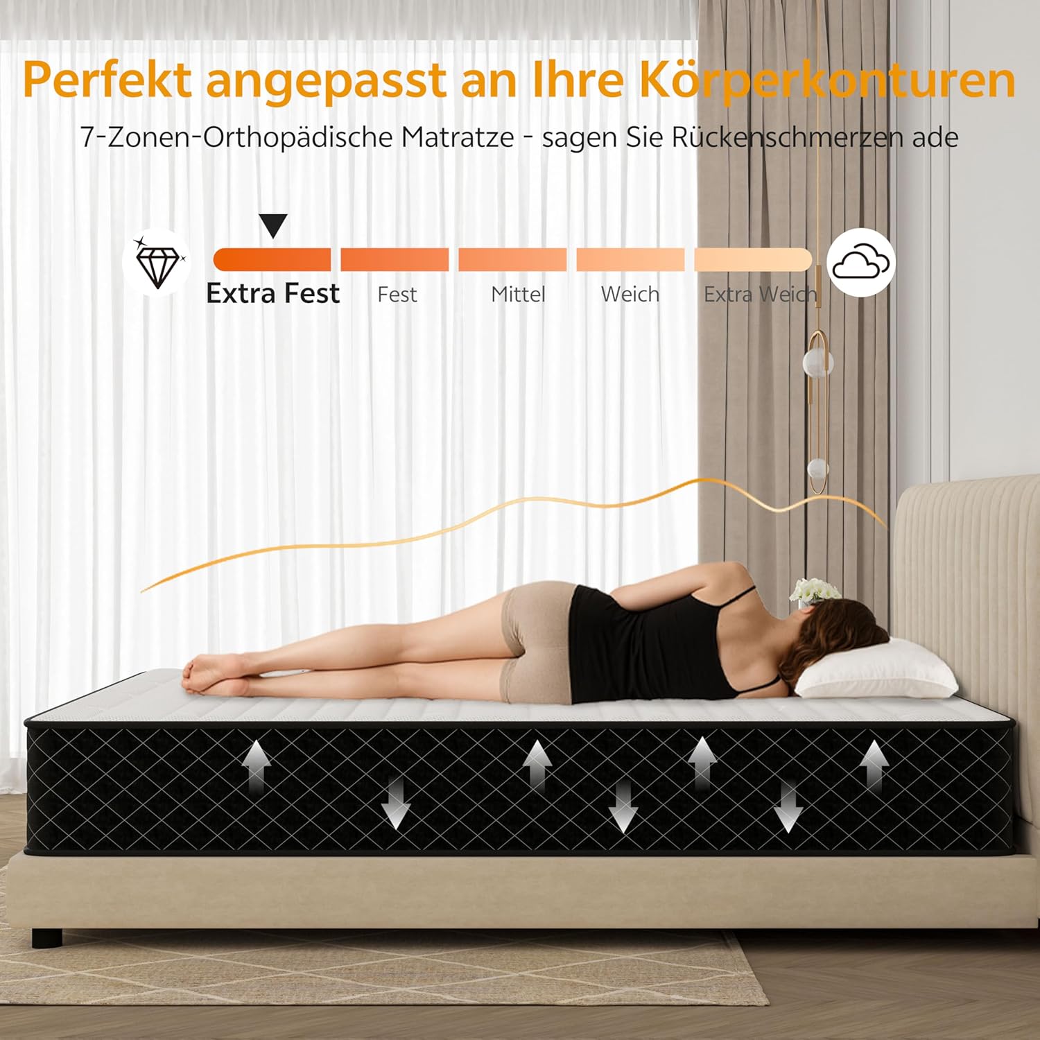 PurrJoys - matelas ressorts ensachés - 90x200 cm - 7 zones, H3/H4, Oeko-TEX, 25 cm