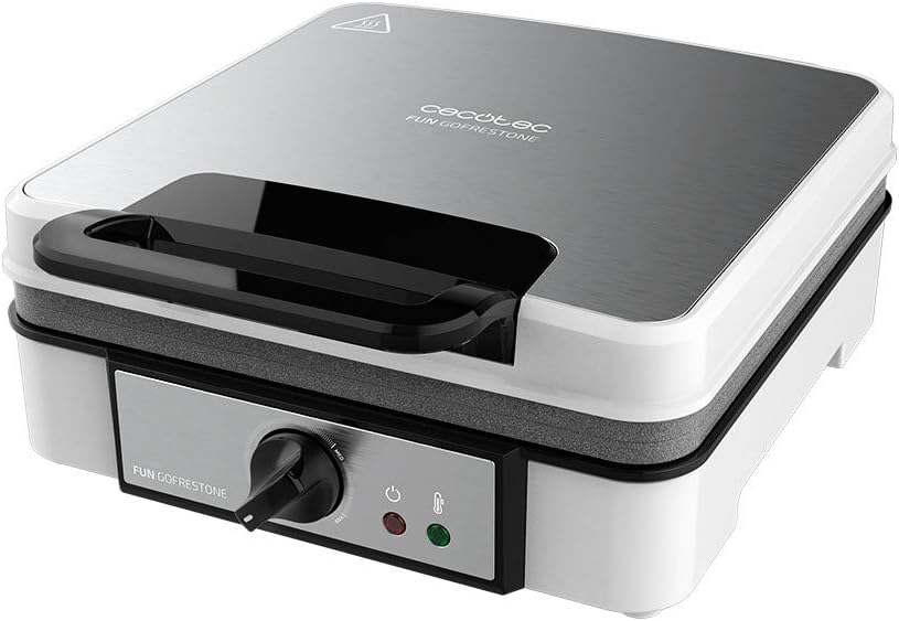 Cecotec - Fun Gofrestone 4Inox - 4 gaufres, inox, 1200W, température réglable