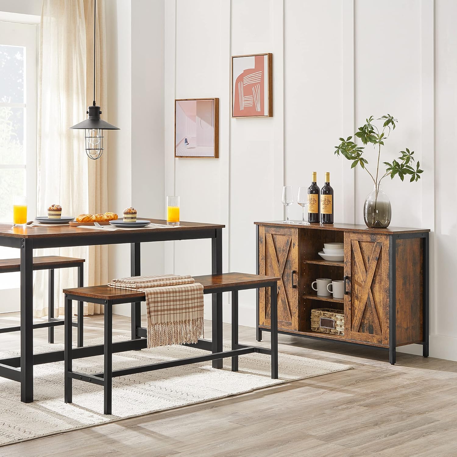 VASAGLE - banc salle à manger style industriel, 108x32,5x50cm, cadre métal robuste KTB33X