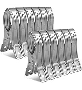 Vicloon Pinces à Linge Acier Inoxydable,12PCS Grande Pinces,Durable Serviette Clips pour Serviett...