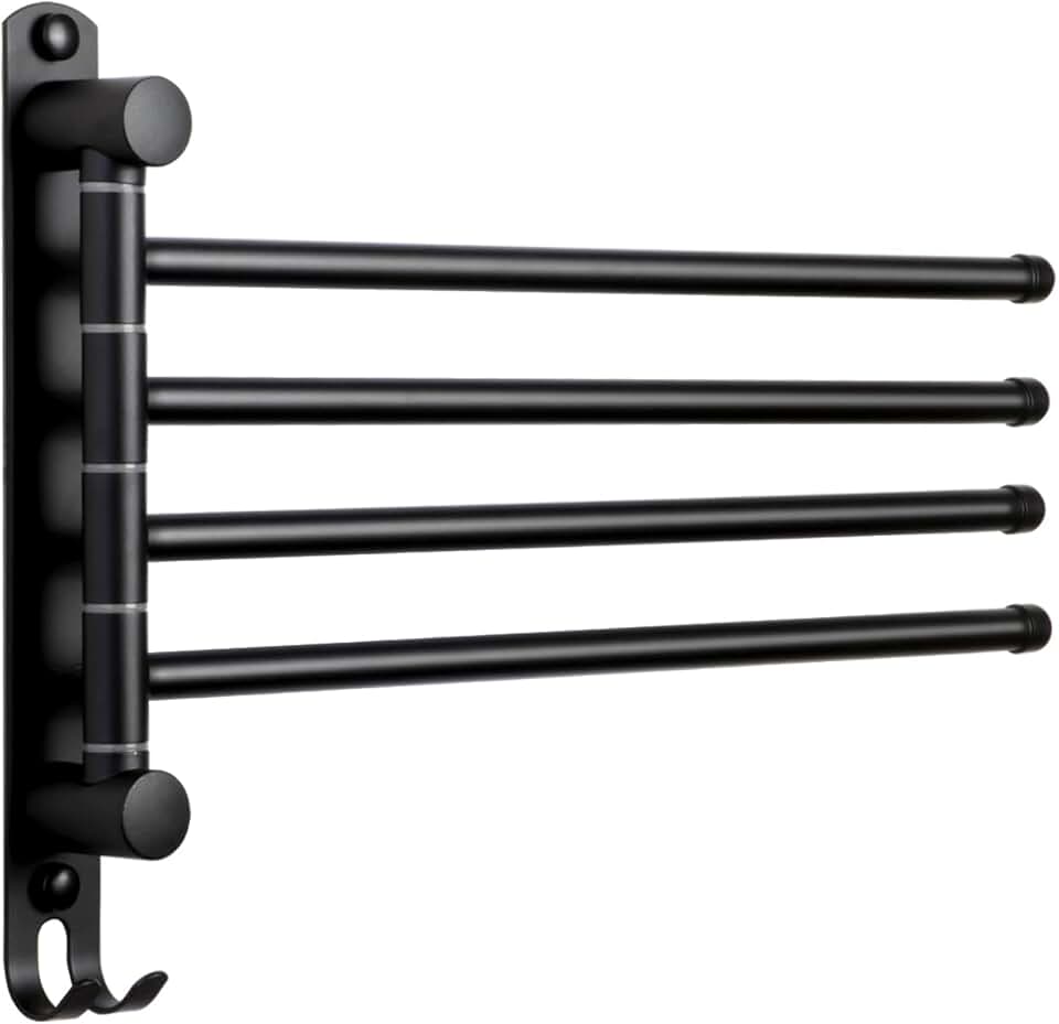 JSVER - Porte-serviettes 4 barres rotatives 180°, acier inox, mural, 42cm