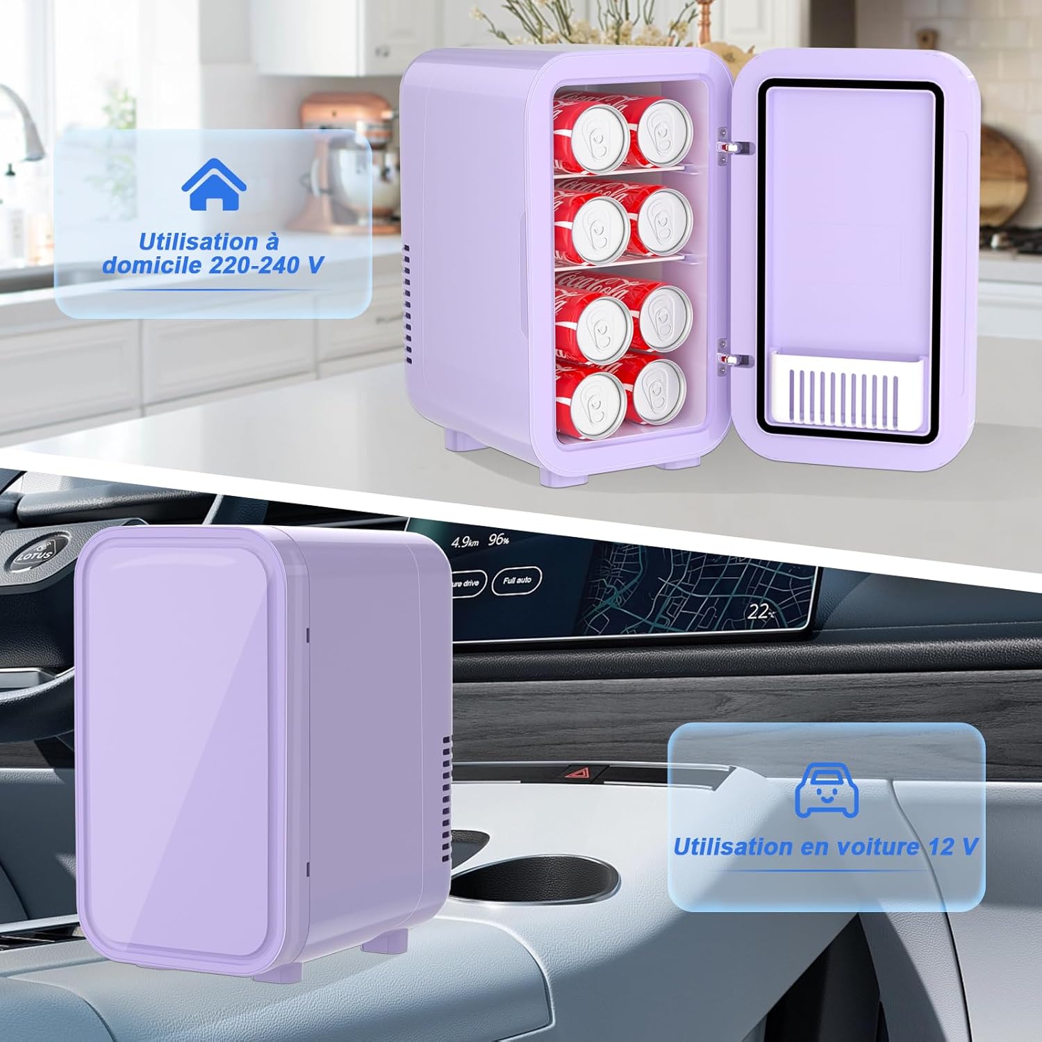 YASHE - mini réfrigérateur 6L, 220-240V, 8 canettes, portable