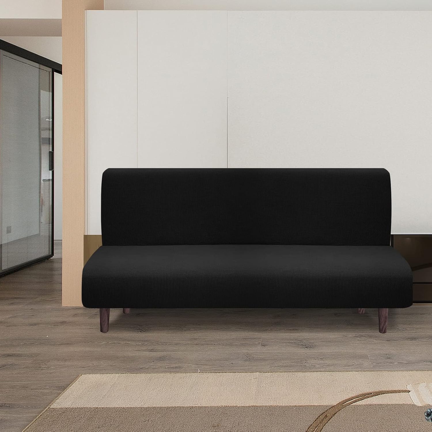 Granbest - housse futon sans bras - noir - imperméable, élastique, antidérapante