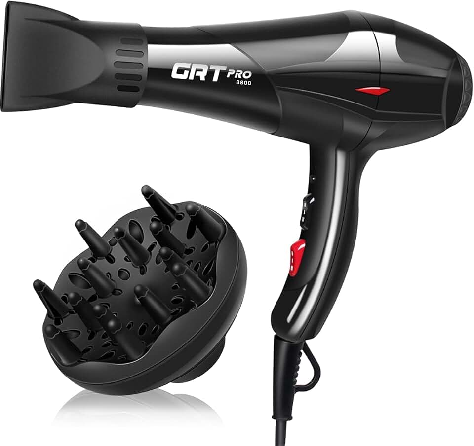 Sèche-cheveux professionnel – 3500W, ionique, céramique, diffuseur, 3 températures, 2 vitesses
