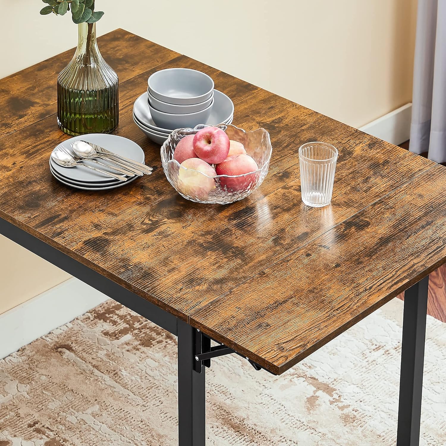 VASAGLE - Table pliante extensible 2-4 pers. - compacte, bois métal - KDT077B01
