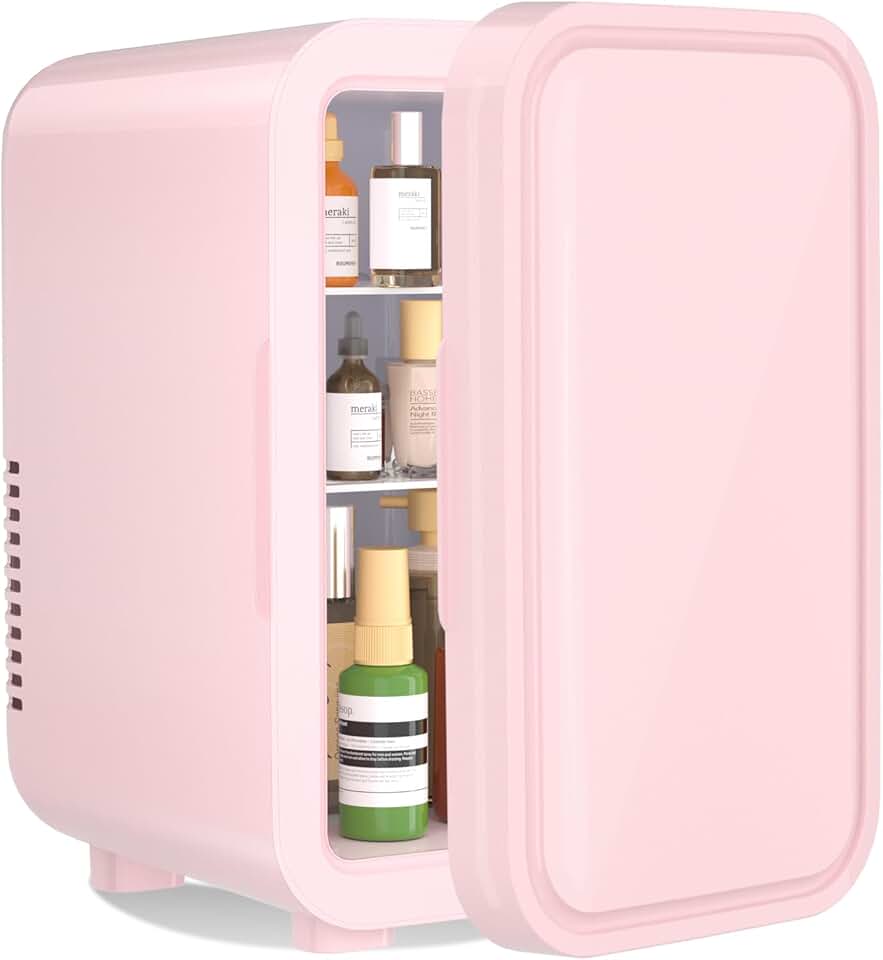 YASHE - Mini réfrigérateur 6L - portable AC/DC, 8 canettes, rose