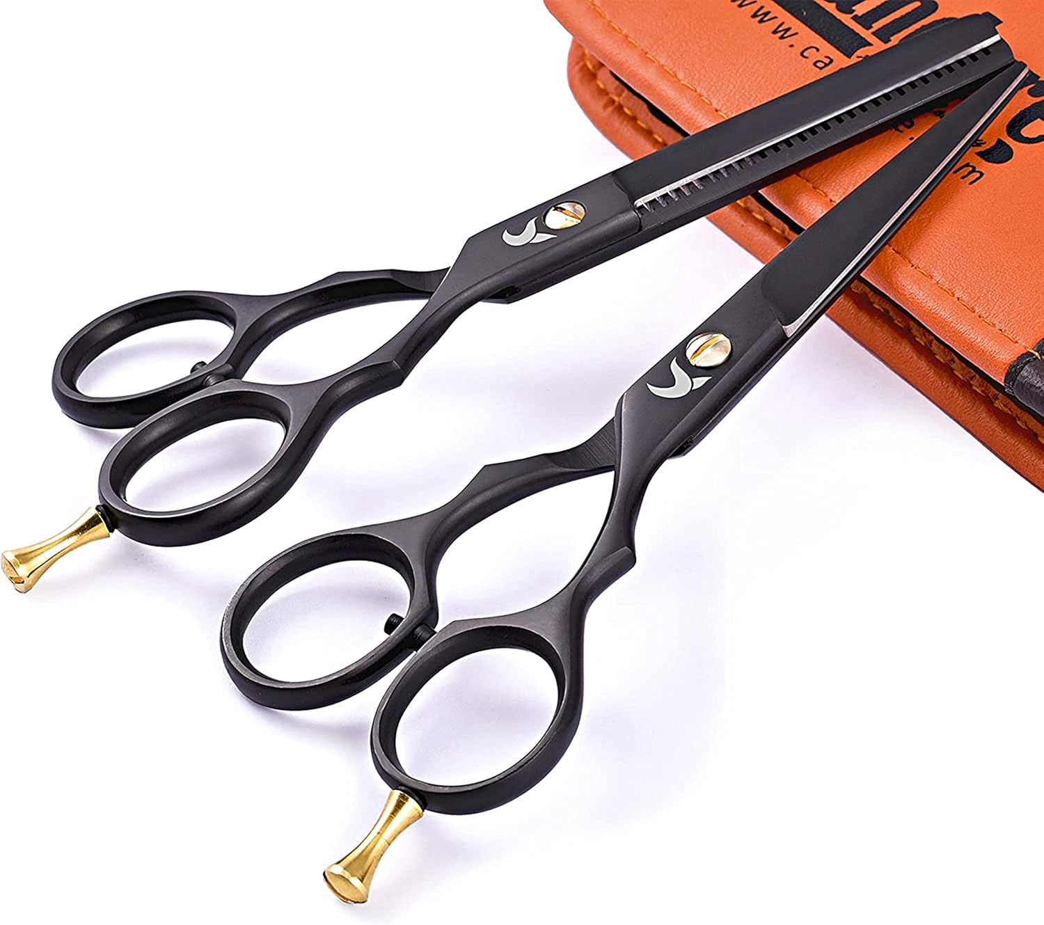 Candure - Ciseaux de coiffure Salon Pro - 5,5 pouces - Lames noires, coupe précise