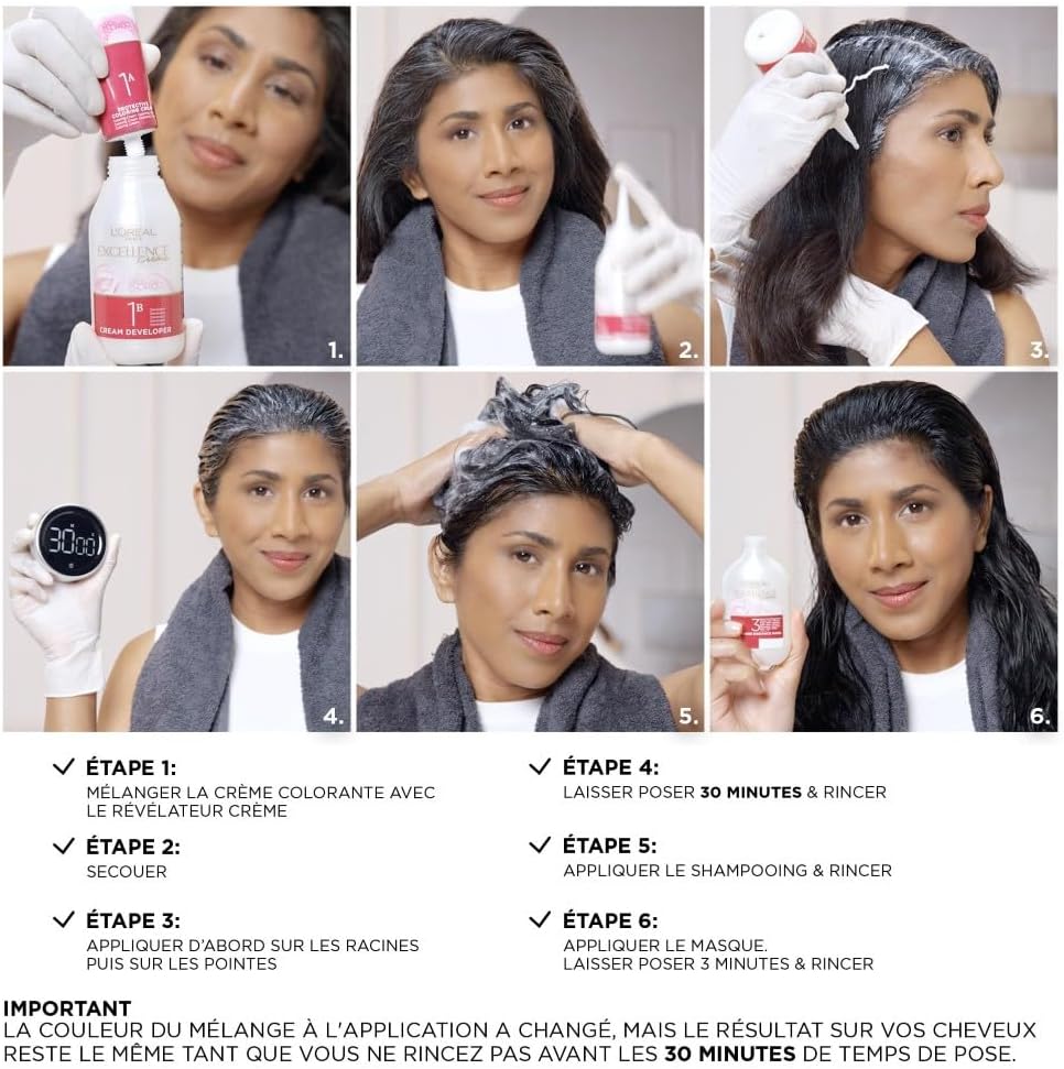 L'Oréal Paris - Excellence Crème - Blond (7) - Coloration cheveux, 100% couvre cheveux blancs