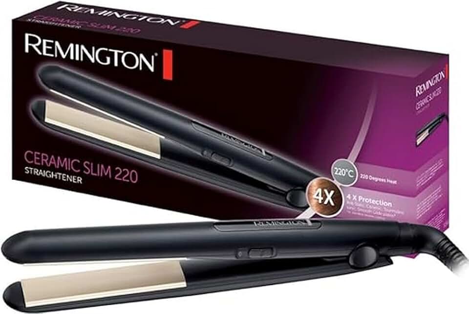 Remington - Lisseur Ceramic Slim - plaques fines - 4X protection, chaleur homogène, brillance, S1510