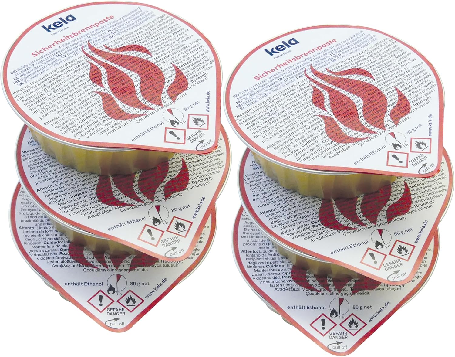 Kela - pâte combustible MAGMA - 6x80g - éthanol, sécurité fondue