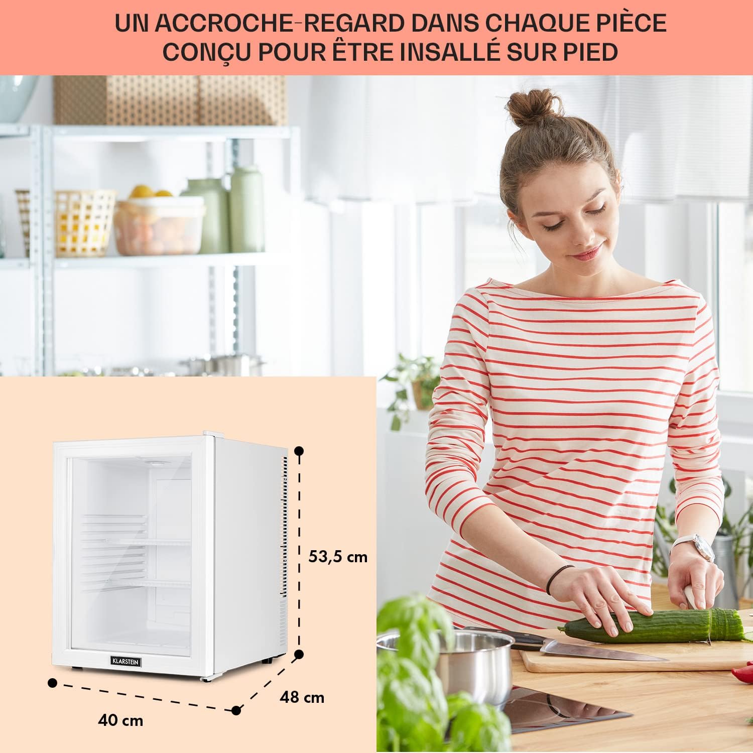 Klarstein - Mini Frigo 42L, silencieux, étagères réglables, 12-18°C