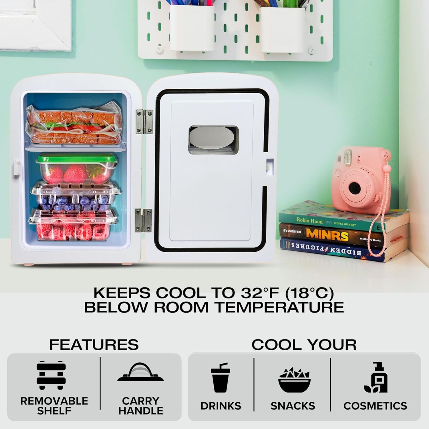 Koolatron - mini frigo Coca Cola 4L, 6 canettes, portable, rose