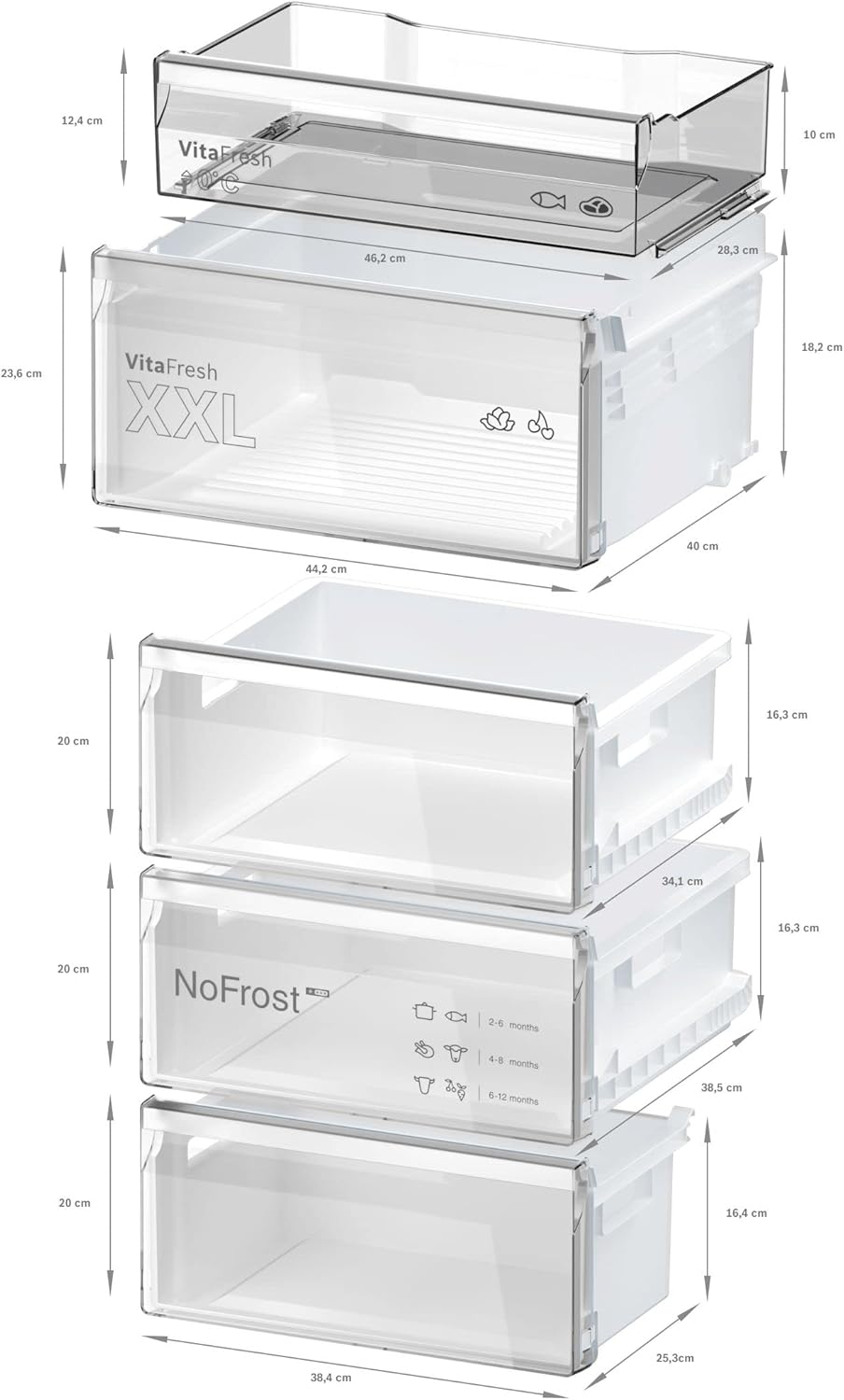 Bosch - combiné Série 4 inox, 363L, 203x60cm, KGN39VLCT