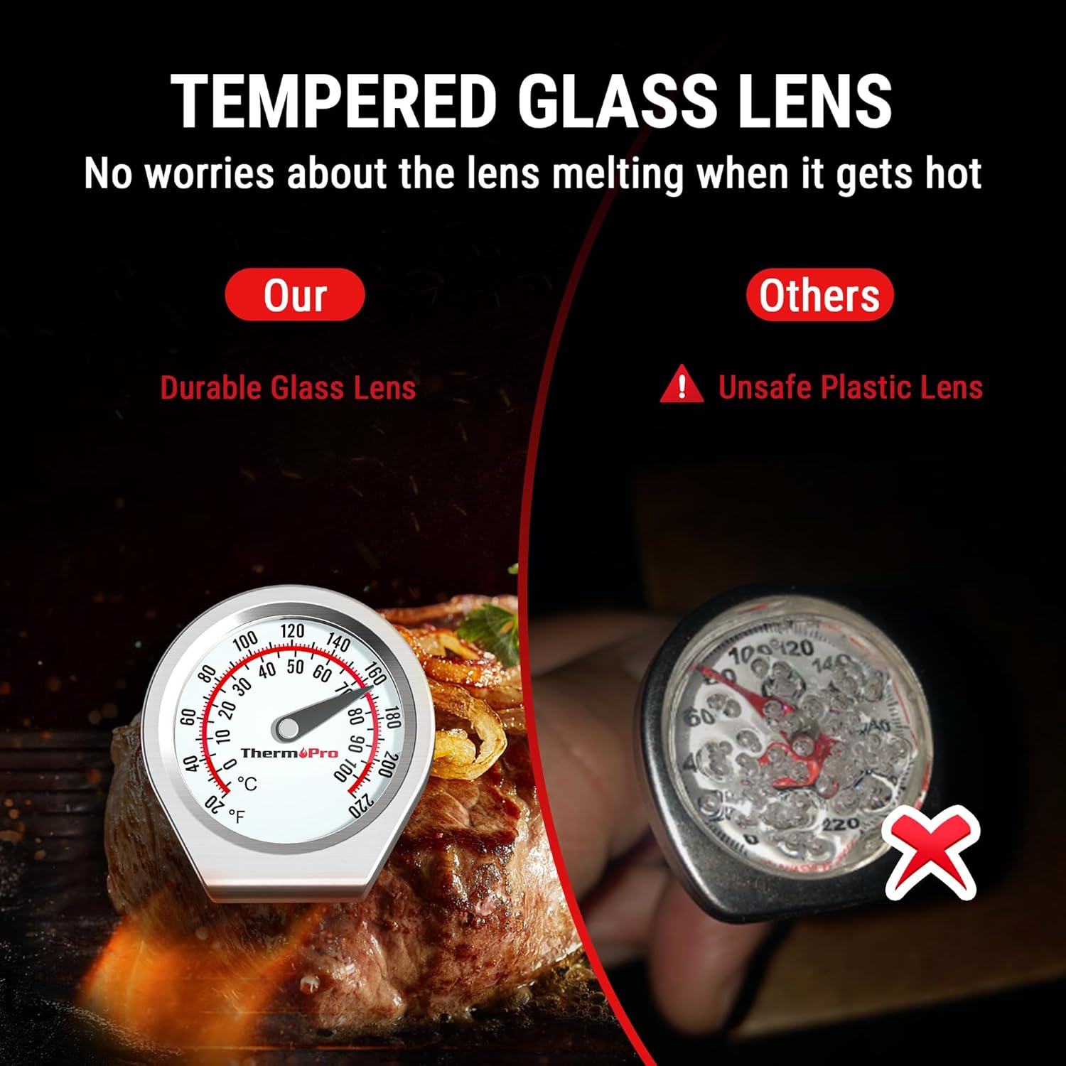 ThermoPro - thermomètre à viande inox - analogique - précision cuisson APT418