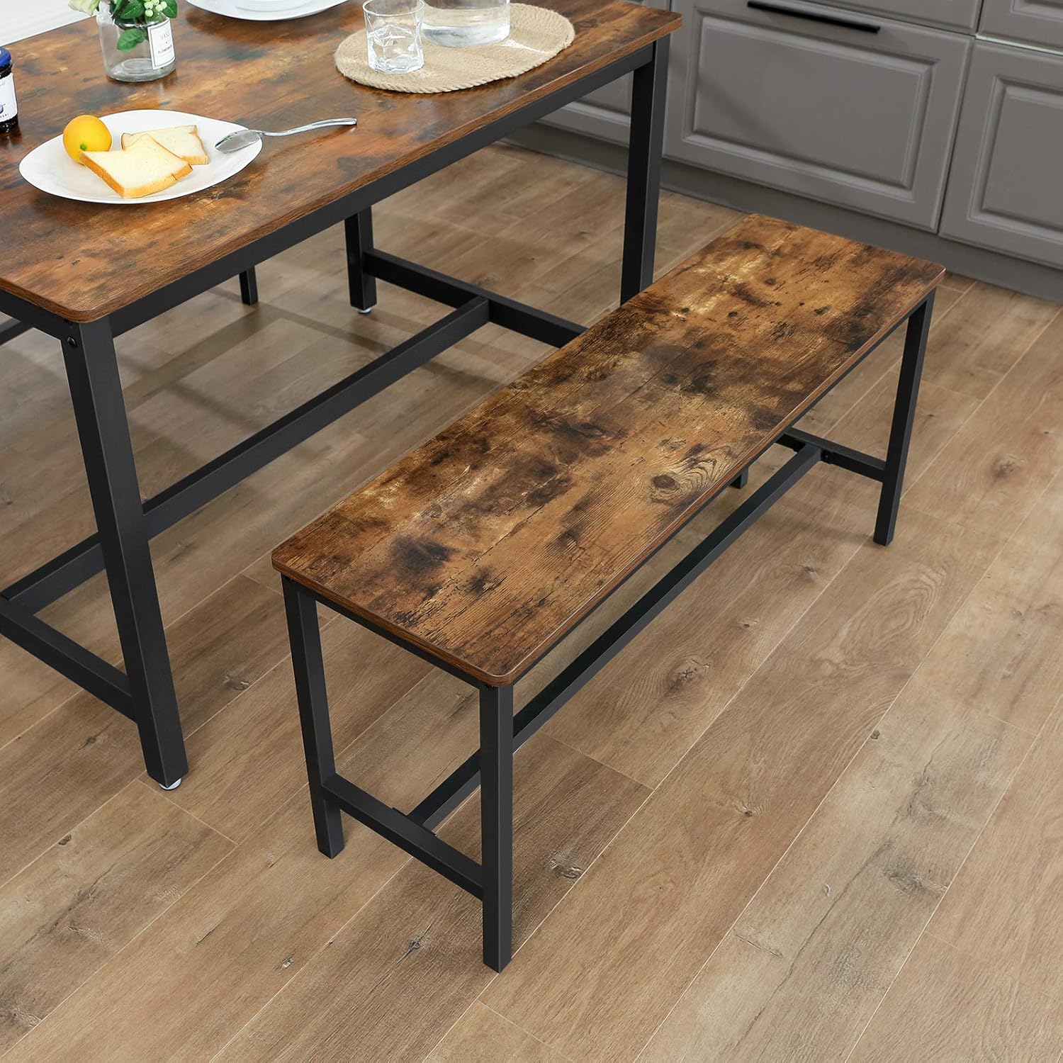 VASAGLE - banc salle à manger style industriel, 108x32,5x50cm, cadre métal robuste KTB33X