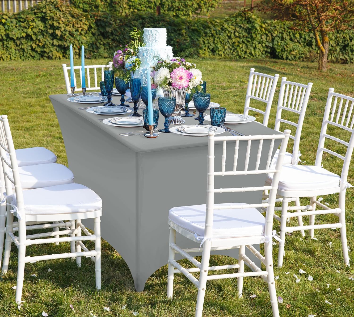 Utopia Kitchen - nappe extensible série 6ft - 183cm - polyester spandex lavable, infroissable, lot de 2, gris