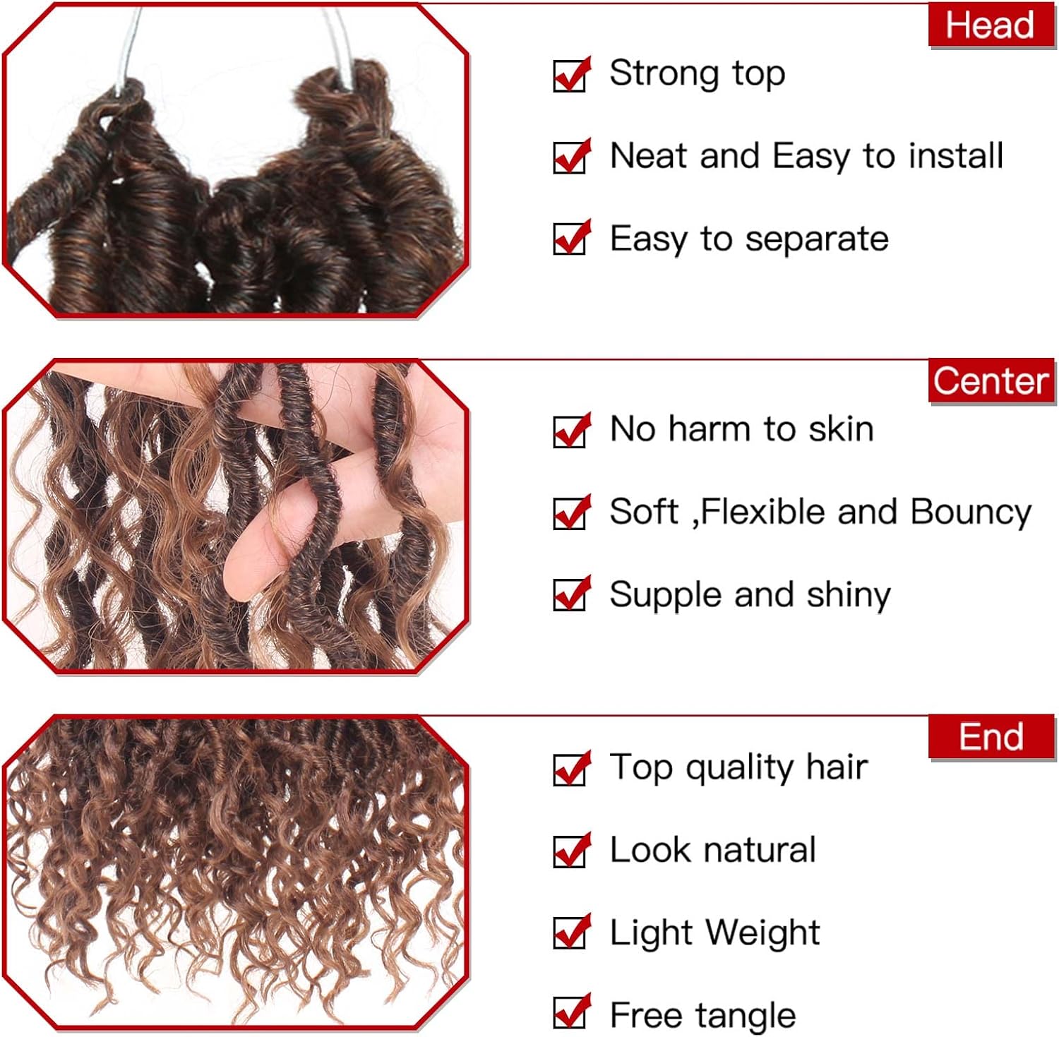 Xtrend - Boho Faux Locs 18 pouces - 8 paquets, pré-bouclés, 14 mèches, T30#