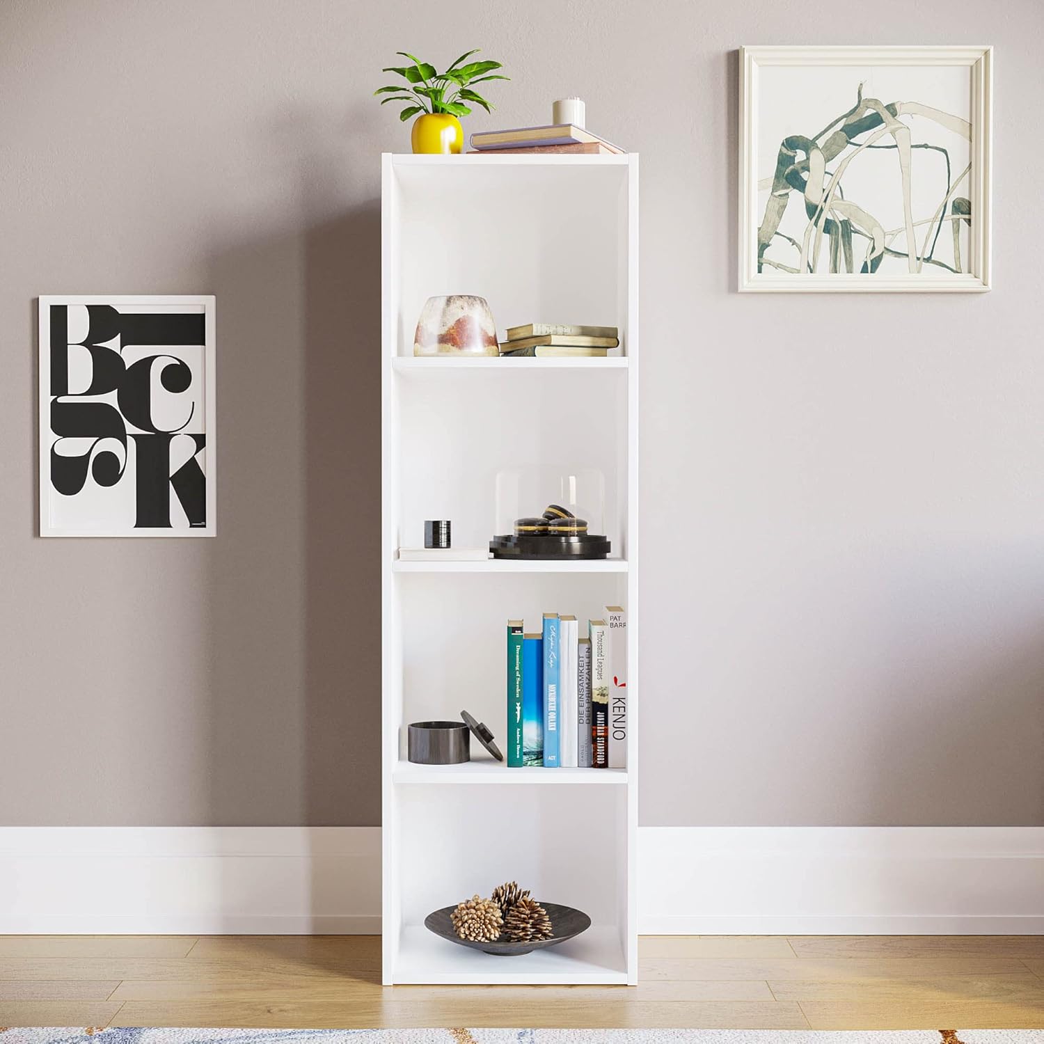 Vida Designs - Oxford bibliothèque 4 étages bois blanc - rangement compact