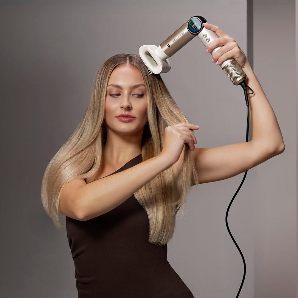 Cecotec - Styler Cheveux AirGlam 14in1, 1400W, 14 têtes, écran, Coanda, moteur brushless