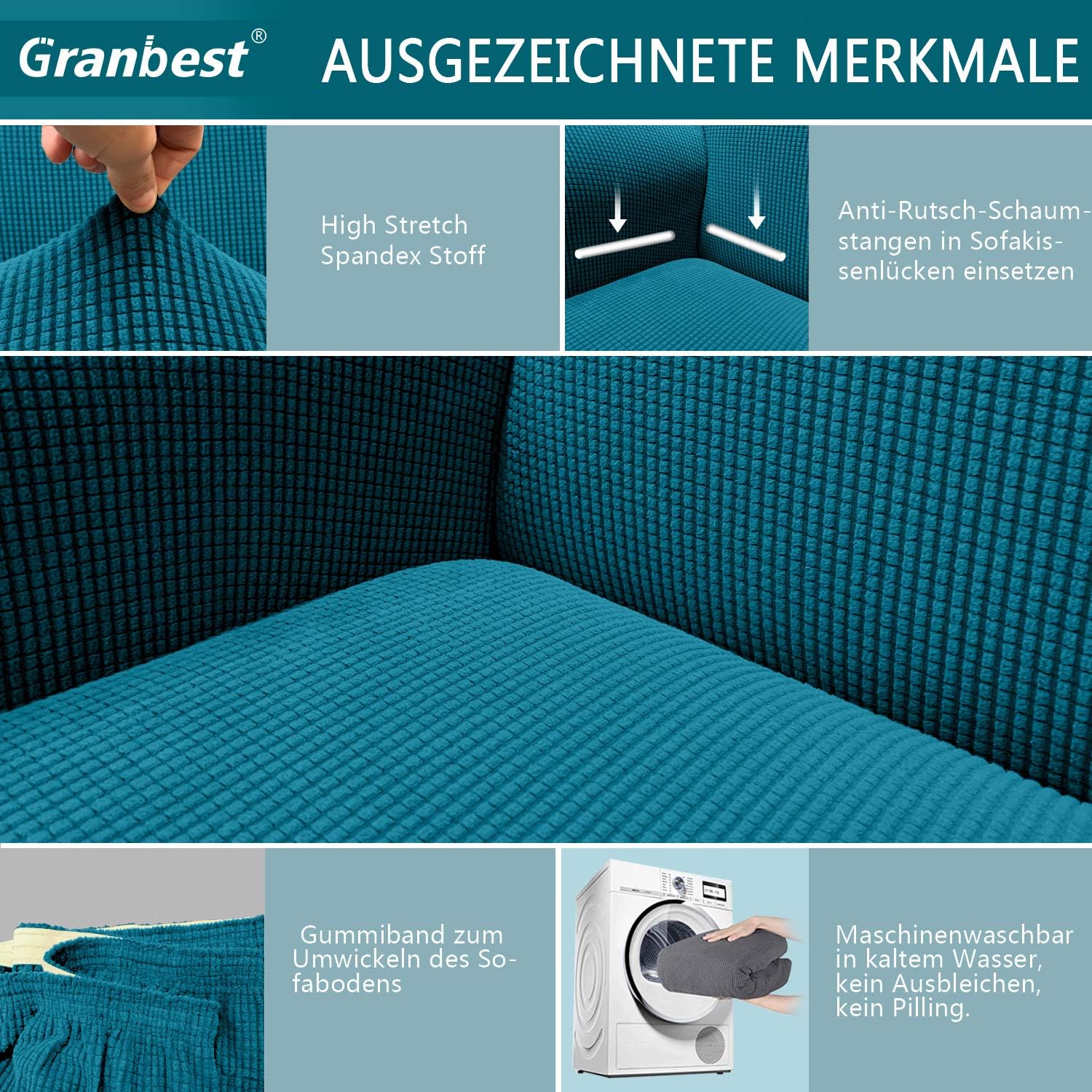Granbest - housse canapé jacquard 1 place - extensible, protège animaux