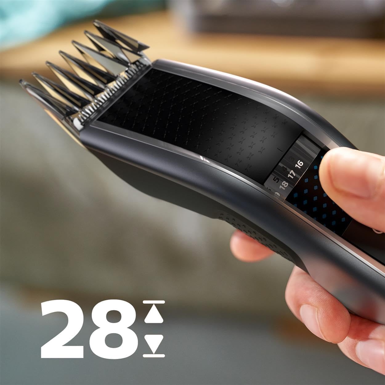 Philips - Tondeuse Série 5000 - lavable, Trim-n-Flow Pro, 28 longueurs - HC5630/15