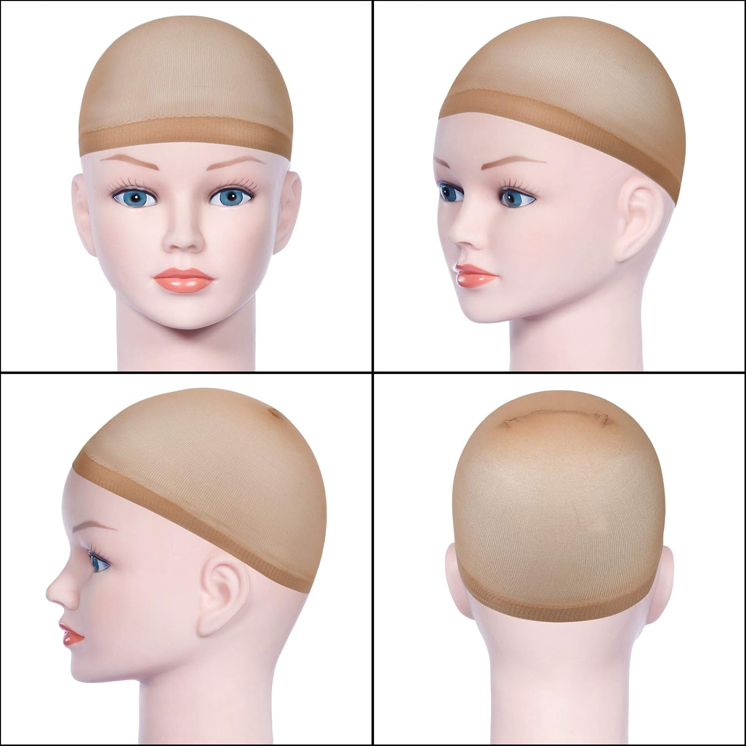 URAQT - bonnet filet pour perruque - 4 pcs - unisexe, nude et noir