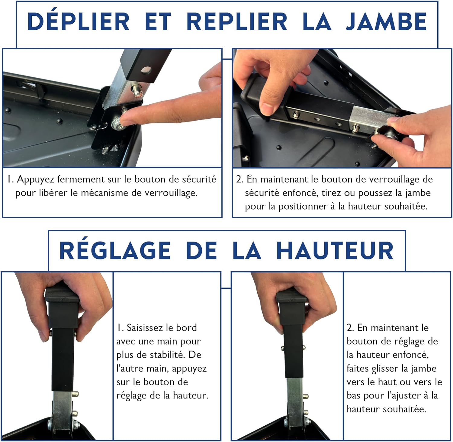 BONTEC - Marchepied 3 marches, 150kg, antidérapant, pliable, compact