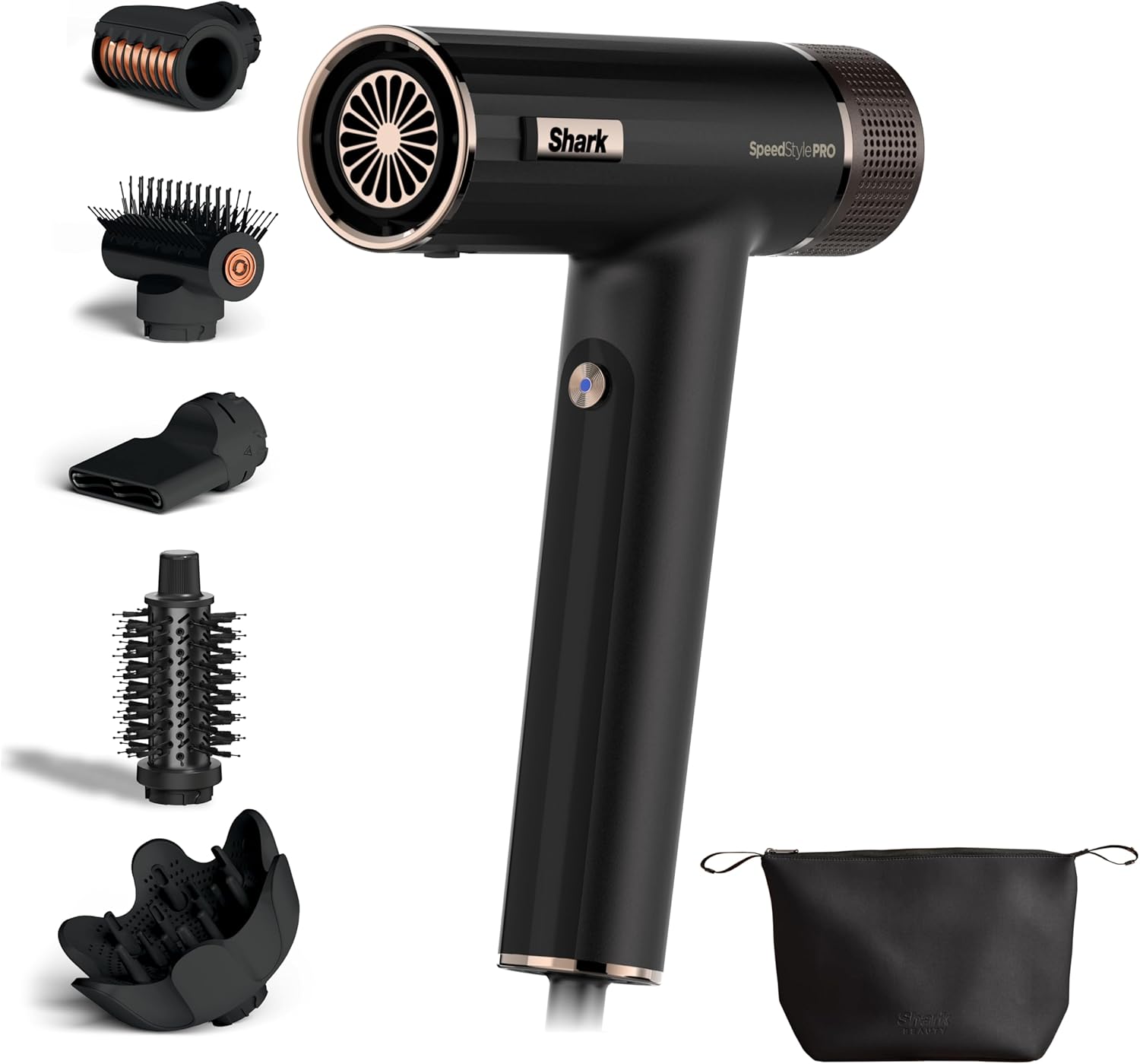 Shark - Sèche-cheveux SpeedStyle Pro léger, ionique, 5 embouts, Scalp Shield, Noir - HD752EU