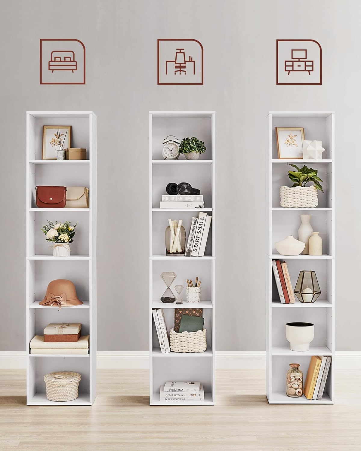 VASAGLE - étagère 6 niveaux - 24x40x178,5 cm - rangement ouvert, blanc LBC167T14