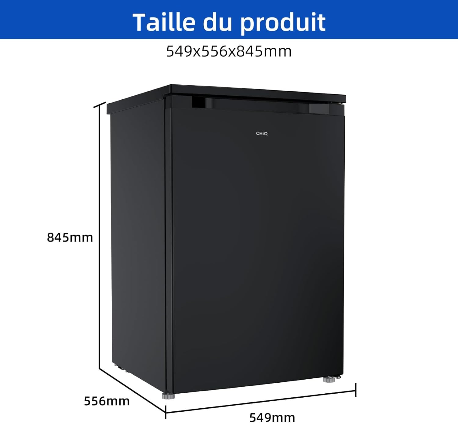 CHIQ - Réfrigérateur congélateur série 107L - silencieux, porte réversible, classe D