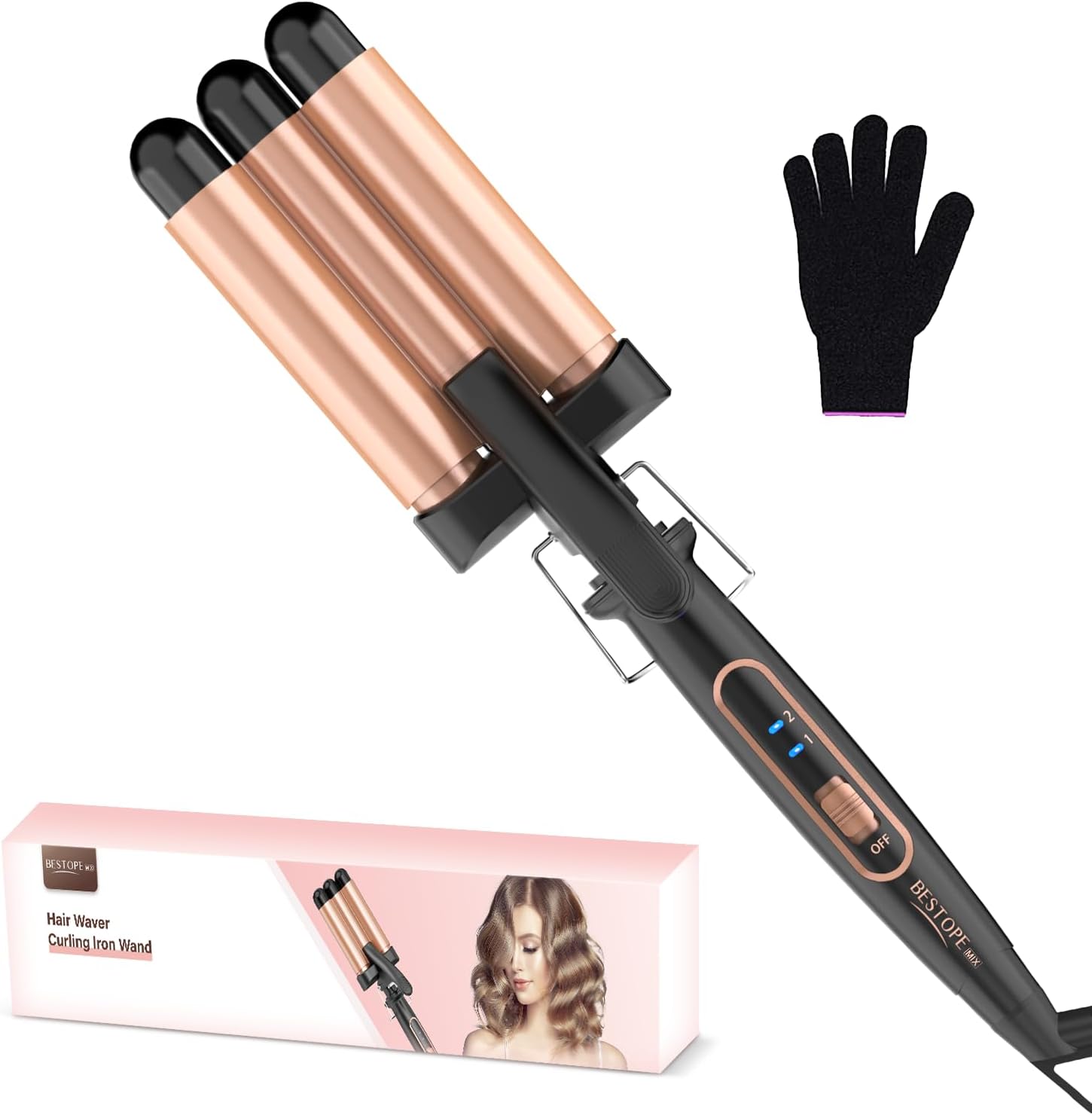 BESTOPE - Boucleur 3 têtes, 22mm, céramique, 2 températures, chauffage rapide